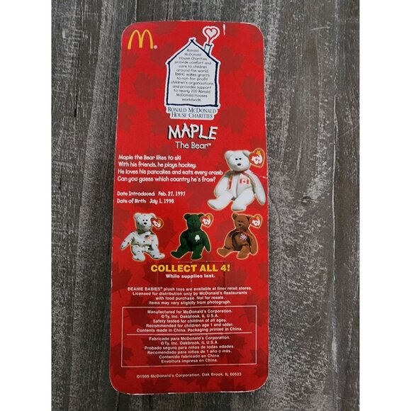 Ty Beanie Babies Maple & Glory The Bear McDonalds Collectible Set - Picture 5 of 11